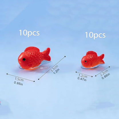 20 Pcs Miniature Fish Crafts, Red Small Resin Mini Realistic Little Figurines Artificial Aquarium Tiny Cute Goldfish Bowl Decor Ornament Accessories DIY Garden Favor Gift Supplies