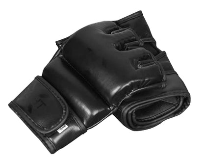 MMA Gloves - Men & Women Training Wristwrap Gloves for Boxing, Fighting, Kickboxing, Taekwondo, Karate Sparring - color: Full Black