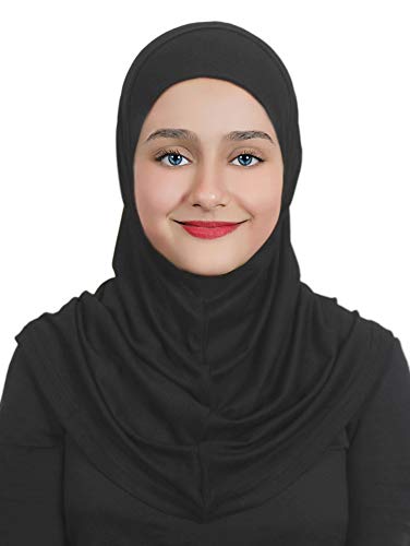 Girl's Hijab Cotton 1 Piece Amira Hijab - color: Black
