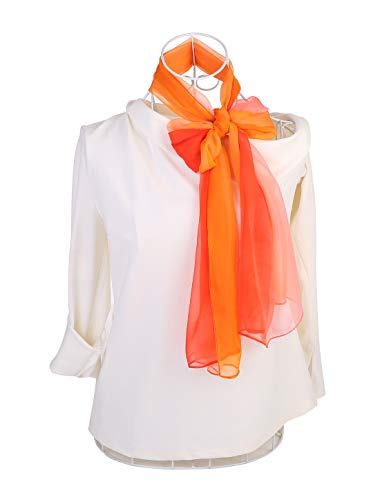 uxcell Women'sChiffon Sheer Long Scarf Silky Gradient Party - color: Red Orange Pink