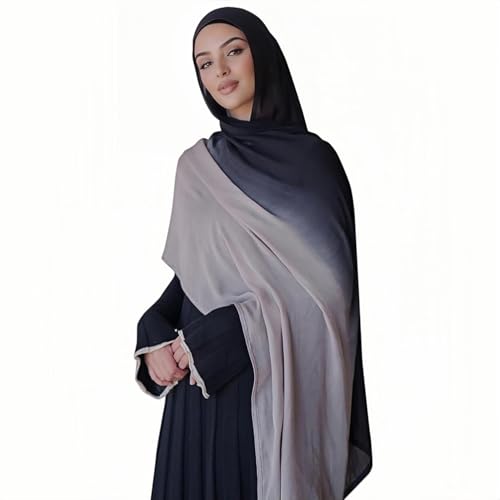 Fashion Gradient Color Hijab Scarf for Women Soft Modal Instant Jersey Hijab Head Wraps Long Shawls - color: Color 4