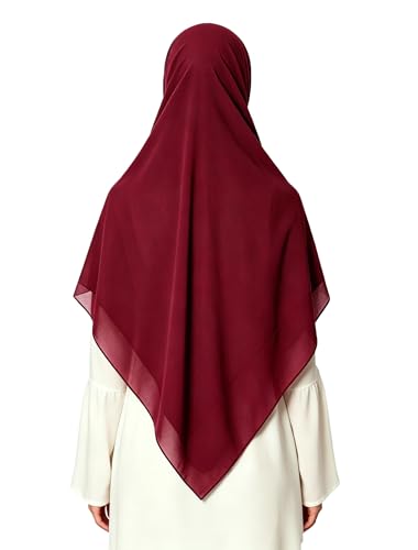 Lina & Lily Premium Chiffon Hijab Head Scarf Shawl Wrap for Muslim Women Square 58'' x 58'' - color: Dark Red