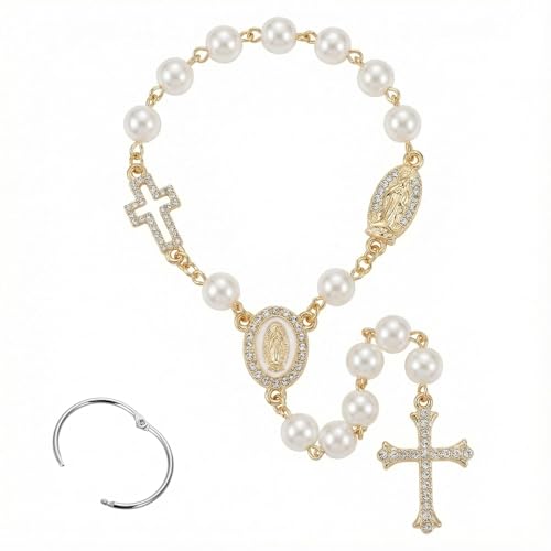 Car Rosary for Rearview Mirror, Evil Eye Rearview Car Medal and Cross Hanging Accessories for Mirror Interior Decors for Women Men (Cross-golden) - size: Cross-golden