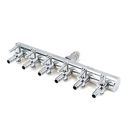 Air Flow Splitter Aquarium Stainless Steel 6Way Lever | This stainless steel 6-way lever control valve splits air flow for aquarium use. - size: 6 Ways