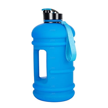 TOOFEEL 2 Liter Water Bottles - Half Gallon BPA Free - Ideal for Gym, Reusable Large Water Bottle with Measurements Marked - 74 oz Matte Blue - color: Matte Dark Blue, style: 74 oz water bottle