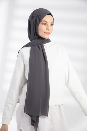 Chiffon Hijab Scarf For Women - Made in Turkiye - color: Anthracite