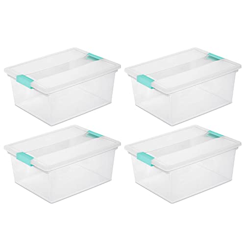 Sterilite Deep Clip Box, Clear Storage Bin with Latching Lid, 4 Pack - size: Deep, style: 4 Pack