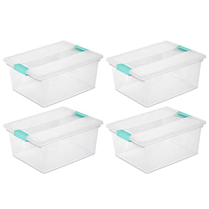 Sterilite Deep Clip Box, Clear Storage Bin with Latching Lid, 4 Pack - size: Deep, style: 4 Pack