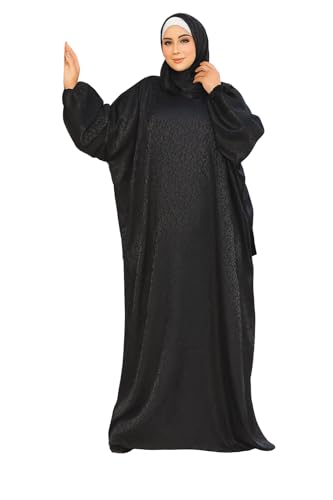 Farida Satin Jacquard Isdal for Women – Full Length One-Piece Prayer Dress with Attached Hijab