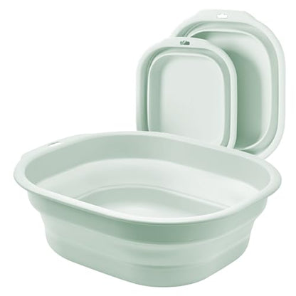 2 Pack Collapsible Wash Basin Set, Foldable Dish Tub, Small Medium Portable Sink for Kitchen, Camping, RV, Baby Bottles, Laundry, Plastic Washbasin -Green - color: Green