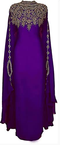 Abaya Kaftan Kimono FARASHA Fancy Casual Muslim Dubai Loose Cover Ups Moroccan - color: Purple, size: 3X-Large