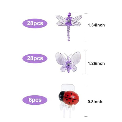 62pcs Orchid Clips Colorful Butterfly Plant Clips Ladybug Orchid Support Clips Dragonfly Vine Clips Garden Plant Vine Flower Clips