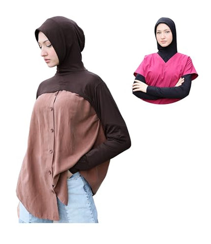 para life Hijab-Dickey-BoleroArm Sleeve With Hijab-Hijab&Armsleeve|Shrugs For Women-Arm Sleeve|Arm Sleeves For Women - color: Brown