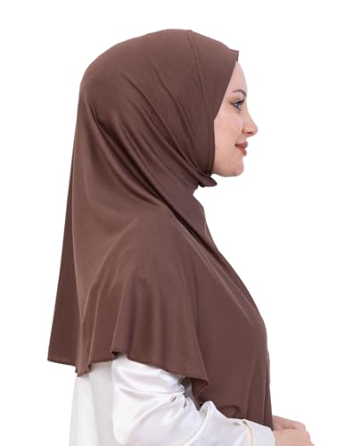 Prien Ready Hijab For Women, One Piece Muslim Instant Turban, Easy To Wear Long Head Scarf, Turkish Islamic Clothes For Abaya - color: Brown