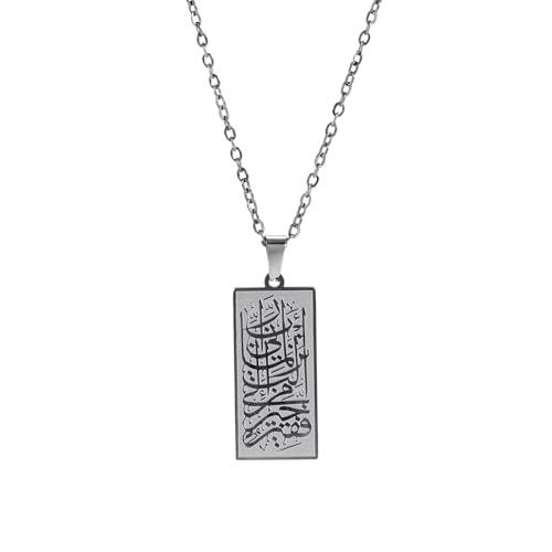 UNIFT Islamic Muslim Allah Layered Necklaces For Women Stainless Steel Charm Water Drop Heart Shape Allah Pendant Double Layer Necklace Islamic Jewelry - color: silver 4