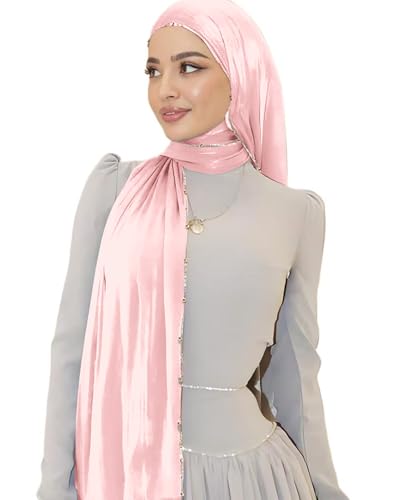 Shimmer Party Hijab, Lightweight Stylish Hijab Scarf for Women - color: Pink