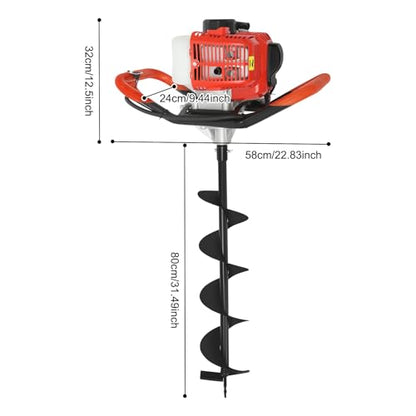 Auger Post Hole Digger, Gas Powered Earth Post Hole Digger Post Holes Earth Digger Petrol Drill Borer Bulb Planting Drill Fence Hole Maker Machine (52CC 2.3HP 1.7KW(EPA-Certified)) - size: 52CC 2.3HP 1.7KW(EPA-certified)