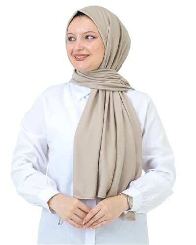 Prien Hijab For Women Muslim Lightweight Scarf Head Scarves For Girls Islamic Long Headscarf Chiffon Shawl Prayer Set Ramadan - color: Light Mink