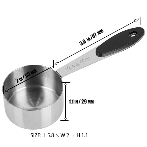 1/4 Cup Magnetic Grips Stainless Steel Measuring Cup -1PCS - size: 1/4 cup