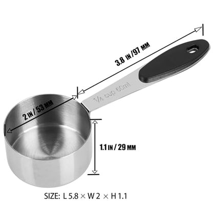 1/4 Cup Magnetic Grips Stainless Steel Measuring Cup -1PCS - size: 1/4 cup