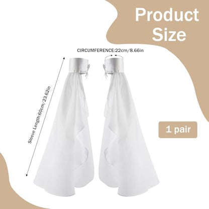 Long Tulle Bell Sleeves for Women, Women's Victorian Long Tulle Gloves with Adjustable Tie Strings - color: White