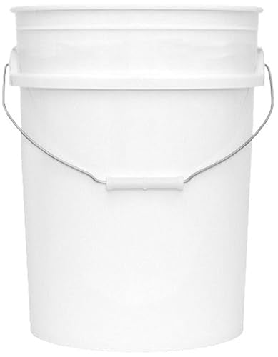 5-Gallon Bucket Only – No Lid Included, Made in USA, Food Grade BPA Free Plastic, Heavy Duty Multi-Use, Metal Handle with Grip, Stackable Storage – White, 1 Pack - color: White, size: 1