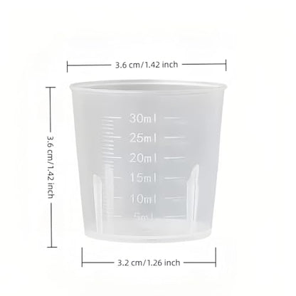 BPA-Free 30ml (1oz) Liquid Measuring Cups (10-Pack) - Mini Plastic Graduated Beakers for Kitchen, Lab, Crafts, Resin - Clear Dual Scale, Accurate safety, Stackable
