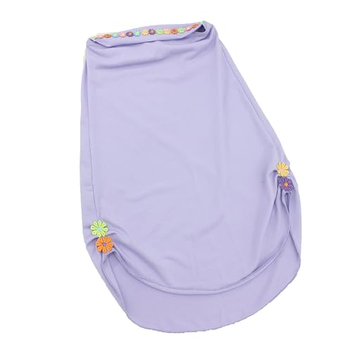 Girls Instant Hijab – Soft Kids Muslim Scarf with Flower, Breathable One-Piece Headscarf for Toddlers Age 2-8 - color: Small Flower-navy