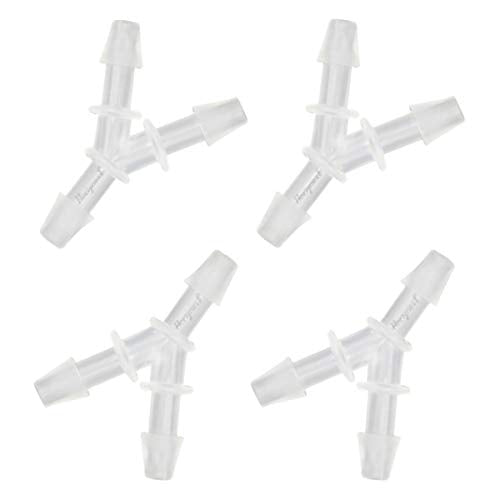 1/8" Polypropylene Y-Shaped 3-Way Barbed Hose Fitting, 4 Pcs | Y-shaped design splits one inlet into two angled outlets for air hoses and water pipes; supports routing and repair projects - style: 4pcs, 1/8" O.D.