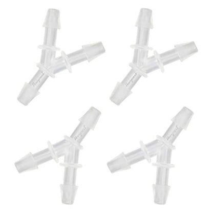1/8" Polypropylene Y-Shaped 3-Way Barbed Hose Fitting, 4 Pcs | Y-shaped design splits one inlet into two angled outlets for air hoses and water pipes; supports routing and repair projects - style: 4pcs, 1/8" O.D.