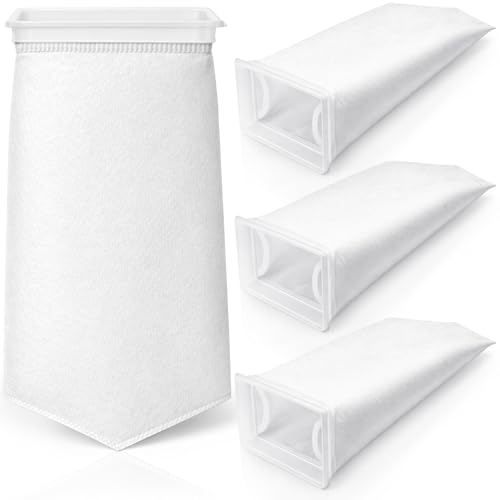 TOPZEA 4 Pack Rectangle Filter Socks, 4.5" x 7" 200 Micron Aquarium Filter Bags Reusable Felt Mechanical Filtration Accessories for Sump, Clear Water for Saltwater Freshwater Fish Tank