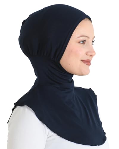 Prien Sport Hijab For Women, Muslim Head Scarf, Flexible Turban Girls, Chic Islamic Wear For Gym, Neck Collar Bonnet Viscose - color: Navy Blue