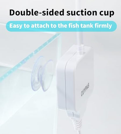 Aquarium Air Pump Mini Fish air Pump Super Quiet Fish Bowl air Pump for Up to 10 Gallon Fish Tank 1.5 Watts 310ml/min - color: White Square-Basic Kit