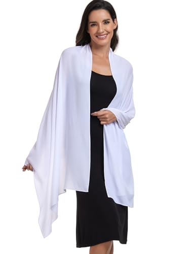 Chiffon Shawl and Wraps for Women Warm Scarves Wedding Evening Bridal Scarfs Pashmina Shawls - color: White