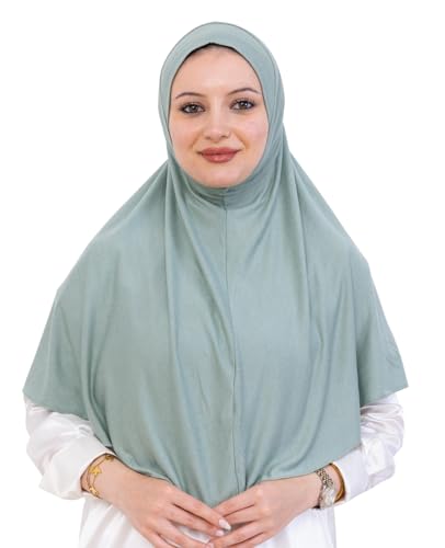 Prien Ready Hijab For Women, One Piece Muslim Instant Turban, Easy To Wear Long Head Scarf, Turkish Islamic Clothes For Abaya - color: Light Green