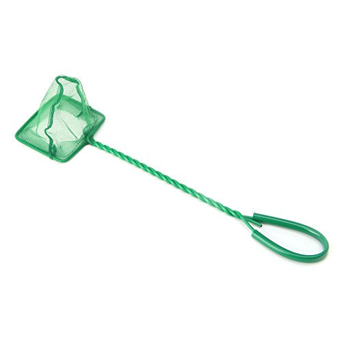 Aquarium Fish Net 4" Fine Mesh Green Skimmer Filter for Small Fish Tanks Catch Net with Comfortable