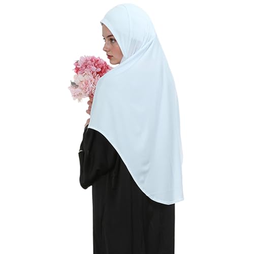 Instant Hijab for Women Muslim Stretchy Prayer Hijab Islamic Headscarf - color: White