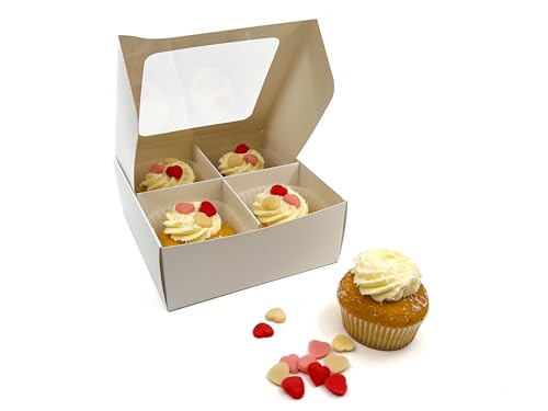 Treat Boxes - 24 ct 6 x 6 x 2.4 in Bakery Boxes with Windows and Dividers for Candy, Cookies, Cupcakes, or Bakery Desserts - Chocolate, Treats, and Baked Goods Packaging for Gifting - color: White