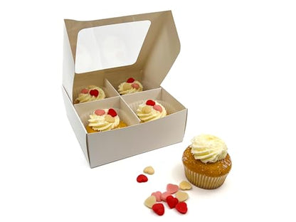 Treat Boxes - 24 ct 6 x 6 x 2.4 in Bakery Boxes with Windows and Dividers for Candy, Cookies, Cupcakes, or Bakery Desserts - Chocolate, Treats, and Baked Goods Packaging for Gifting - color: White