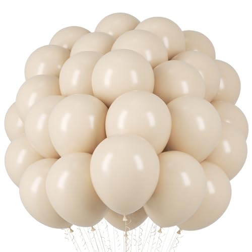 Voircoloria White Sand Balloons, 66pack 12inch Sand White Latex Party Balloons for Wedding, Bridal, Baby Shower, Birthday, Graduation, Anniversary, Bachelorette, Engagement Party Decorations - color: 01 Sand White, size: 12 inch - 66pcs