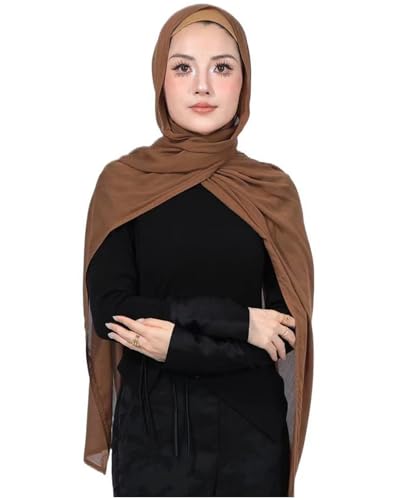 Modal Cotton Hijab Scarf for Women with Undercap Set - color: Mustard Brown