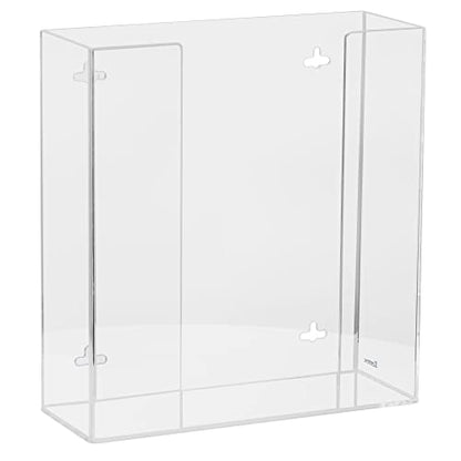 Kantek Wall Mounted Acrylic Glove Box Holder Dispenser, Double (2) Box Capacity, for Use in Food Service, Healthcare, Hospitals, Restaurants, 10.3" x 3.8" x 10.7", Clear - size: Full