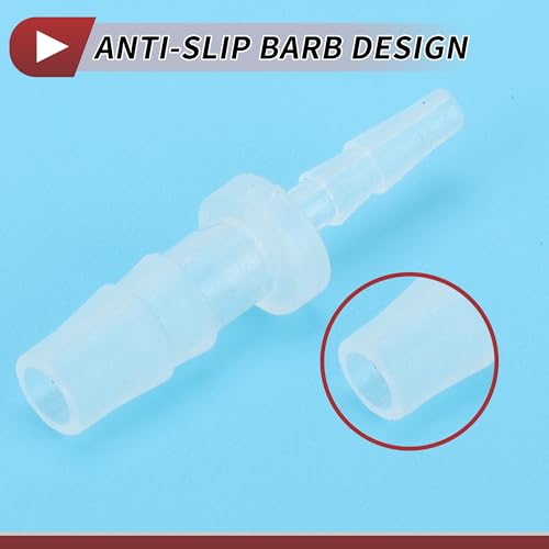 3/32" to 3/16" Hose Barb Fitting Hose Straight Reducing Coupler | 5 Pcs, Plastic, Clear, Fits 3/32" to 3/16" ID Flexible Tube, Barb Reducer Fitting, for Aquarium, Fountain, Drip Irrigation - size: 3/32"-3/16"