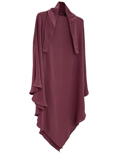 Muslim Prayer Abaya Islamic Women's Khimar Pure Color Hijab Dress Long Sleeve Dubai Kaftan - color: Darkredhijab