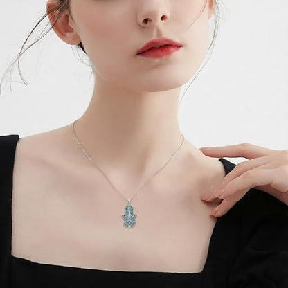 PROESS 925 Sterling Silver Hamsa/Allah Necklace Evil Eye Amulet Jewelry Gifts for Men Women - style: Hamsa Tree