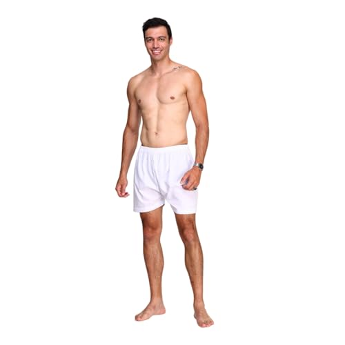 JIAHG Muslim Arab Men’s Thobe Underwear White Shorts for Middle East Islamic Dubai Prayers Loose Pajama Shorts - size: XX-Large