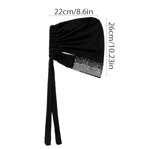 Hijab Undercaps Slouchy Beanies Cap Soft Hijab Caps Under Scarf for Women Muslim Jersey Inner Beain-Cap - color: Black