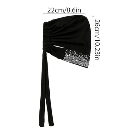Hijab Undercaps Slouchy Beanies Cap Soft Hijab Caps Under Scarf for Women Muslim Jersey Inner Beain-Cap - color: Black