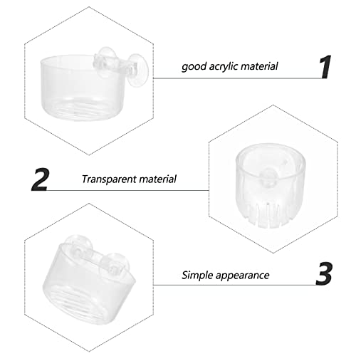Balacoo Fish Tank Aquarium Accessories 4pcs Acrylic Feeding Cups Fish Feeder Suction Cup Set