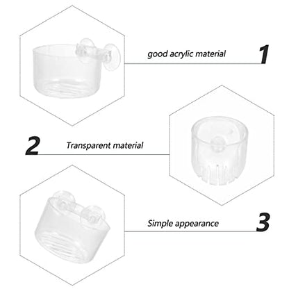 Balacoo Fish Tank Aquarium Accessories 4pcs Acrylic Feeding Cups Fish Feeder Suction Cup Set